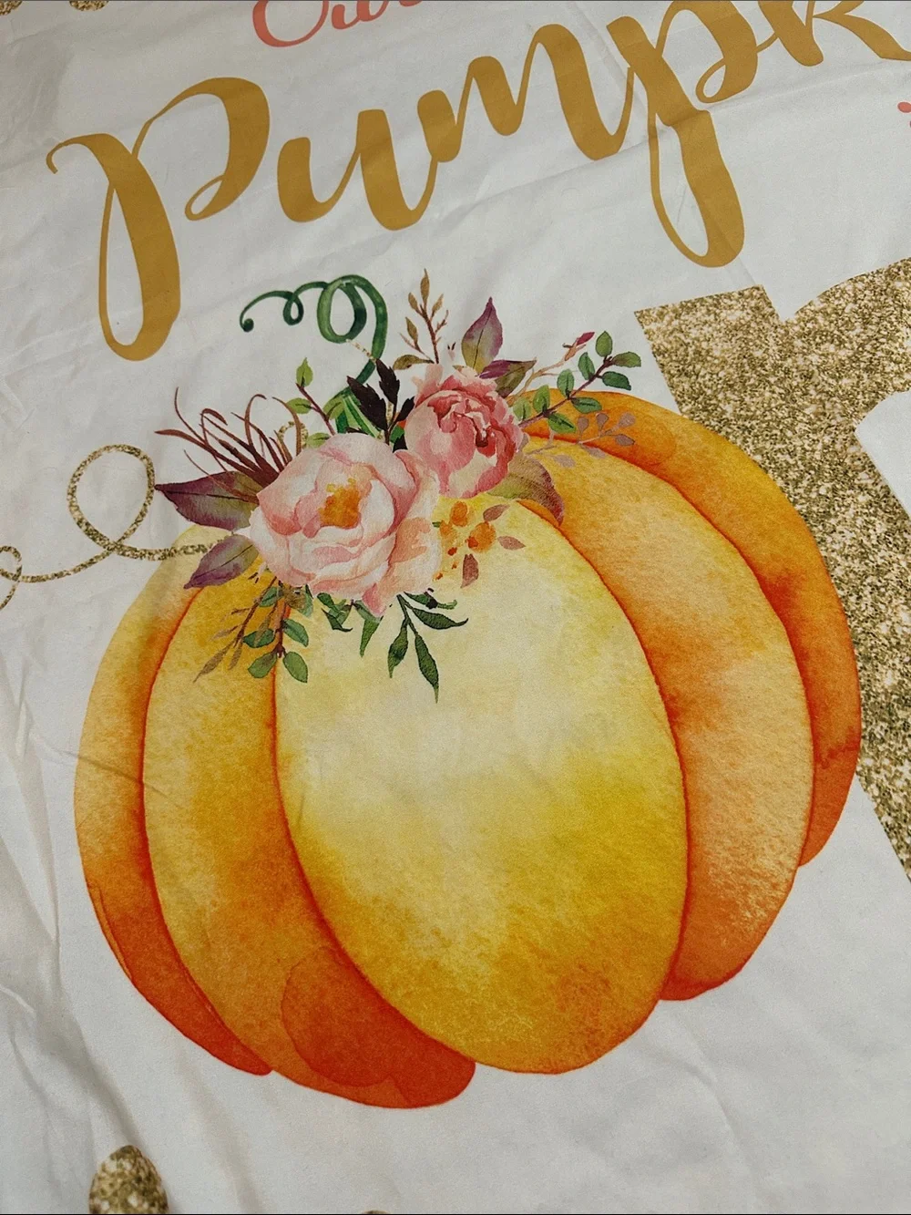 One Little Pumpkin First Birthday Photo Backdrop and high chair tutu
